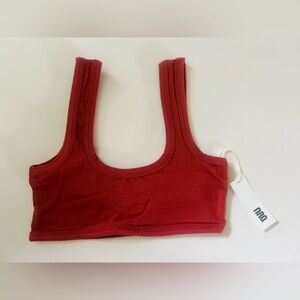 ARQ Brick Red Organic Cotton Cutout Sports Bra Minimal Bralette Small NWT